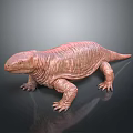 3D Reptile Character With Reddish Brown Wrinkled Textured Skin Standing On Smooth Surface