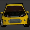 Yellow Sporty Modified Car With Black Hood Rear Spoiler And Racing Wheels