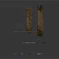 Worn Old Wooden Planks And Fragmented Wood Pieces On Dark Surface