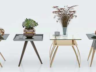 Modern Side Table Fashion Simple Metal Chandelier Lamp Combination 3d model