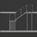 Staircase And Platform Structure With Railings Grass Base White Top And Supporting Pillars