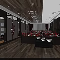 Elegant Restaurant Interior Design With Wooden Flooring Ceiling Lights And Decorative Wall Art