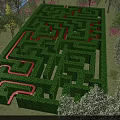 Fun Outdoor Play Equipment Maze With Green Plants And Red Paths For Kids