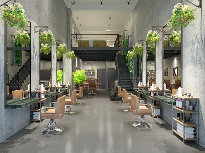 Industrial LOFT Barber Shop 3d model