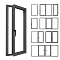 Modern Casement Window Design Featuring Various Styles And Black Frame For Home Use 3d model