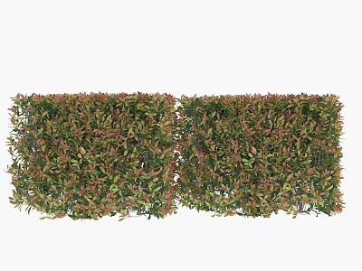 Artificial Decorative Shrubs With Green And Red Leaves For Landscape Design 3d model
