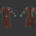 Red Robe With Gold Trim And Black Lining Front Back View