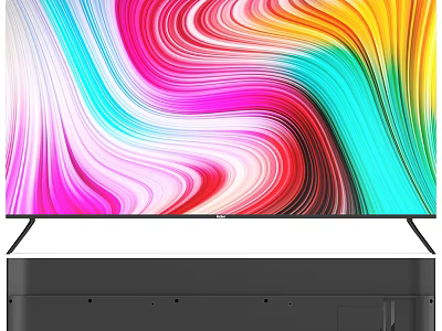 Modern Slim TV With Vibrant Colorful Wave Display And Black Stand 3d model