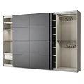 Modern Sliding Door Wardrobe with Internal Shelves Hanging Rods and Storage Compartments