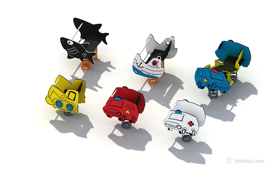 Colorful Building Blocks Featuring Various Creative Models Like Vehicles And Animals For Kids Play 3d model 