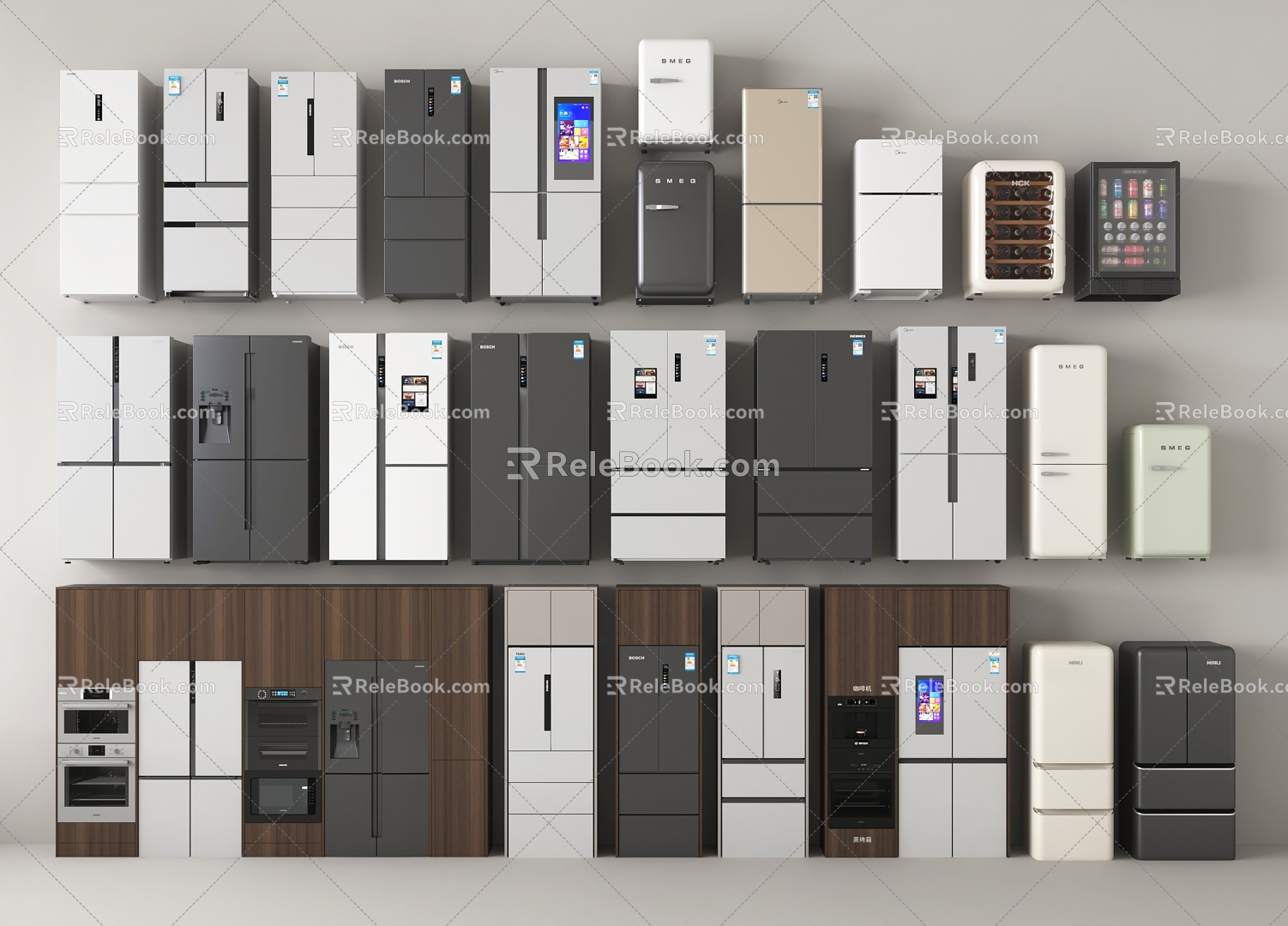 Modern refrigerator double door refrigerator single door refrigerator mini refrigerator freezer cabinet mini refrigerator 3d model