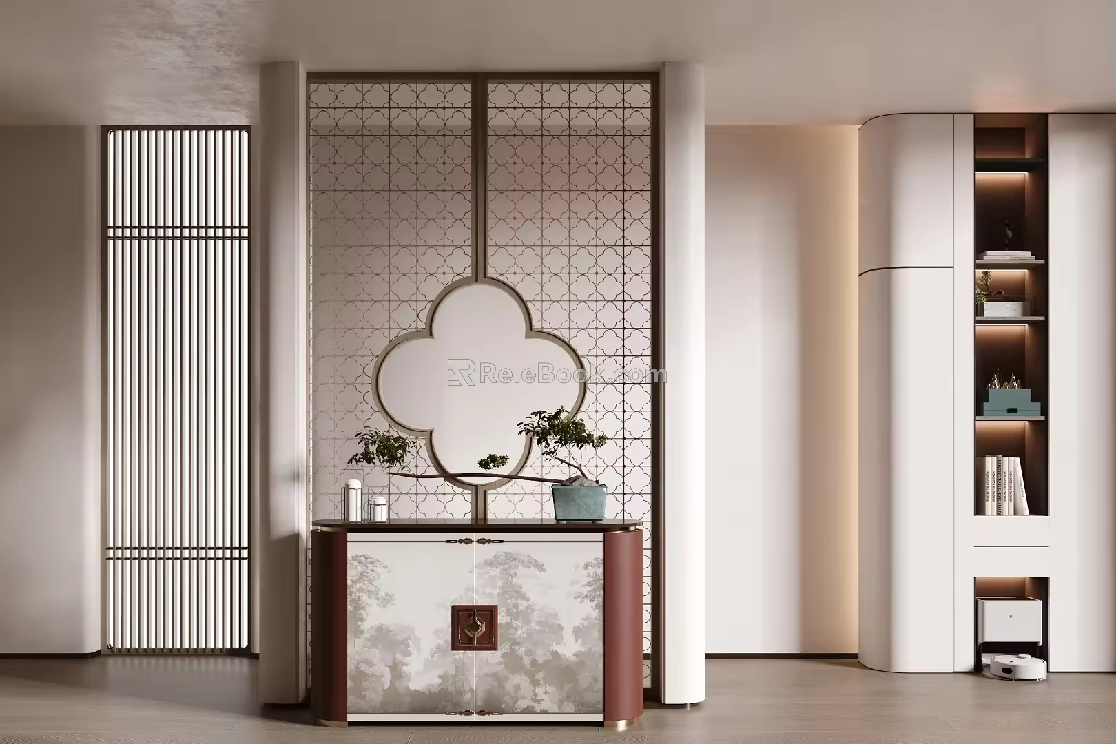 Entrance New Chinese-style Screen Partition Corridor 3d model