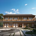 Traditional Chinese Ancient Architecture Courtyard With Tile Roof Wooden Structure And Pool