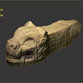 Traditional Stone Beast Head Sculpture With Intricate Carved Details And Texture