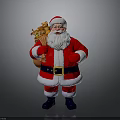 Traditional Santa Claus Figure In Red And White Outfit With Gift Sack