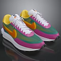Multicolored Mesh Upper Sneakers With White Laces And Retro Design
