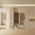 Modern White Shoe Cabinet Interior Design With Mirror LED Lighting Clothing Hanging And Storage