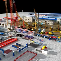Active Construction Site With Tower Cranes Heavy Machinery And Building Materials 3d model