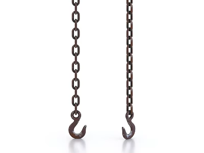 Two Heavy Duty Metal Chains With Curved Hooks For Hardware Tools 3d model Two Heavy Duty Metal Chains With Curved Hooks For Hardware Tools 3d model