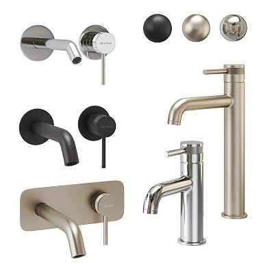 Various Contemporary Faucet Designs With Wall Mounted And Deck Mounted Styles 3d model
