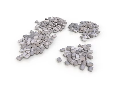 Small Scattered Gray Pebbles on Clean White Background as Decorative Stones 3d model