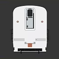 White Model Train Carriage with Multiple Windows Black Wheels and Reflection on Gray Background