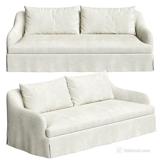 Light Colored Fabric Two Seater Sofa With Soft Cushions And Modern Design 3d model 