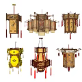 Traditional Chinese Style Chandeliers Featuring Wooden Frames and Red Tassel Decor