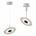 Modern White Pendent Lights With Textured Circular Shade And Black Center 3d model