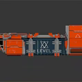 Orange And Blue Interstellar Spacecraft Module With Open Compartments And Mechanical Components