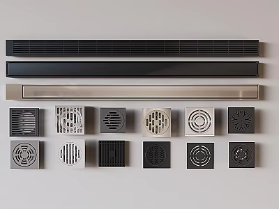 Bathroom Accessories Floor Drains With Various Designs Linear Square Black Silver 3d model