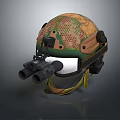 Military Camouflage Pattern Protective Helmet With Binoculars Attachment And Tactical Design