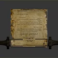 Ancient Scroll With Animal Skull Decorated Wooden Axles And Parchment Text