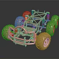Off Road Car Model Featuring Large Tires Chassis Frame And Suspension System 3d model
