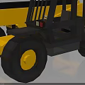 Yellow and Black Forklift Industrial Vehicle 3D Model with Detailed Design Render