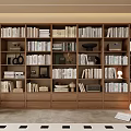 Bookcase Bookshelf Middle Solid Wood Bookcase Books Book Combination Ornaments 3d model