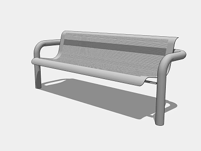 Modern Metal Landscape Bench With Curved Armrests And Mesh Surface Design 3d model