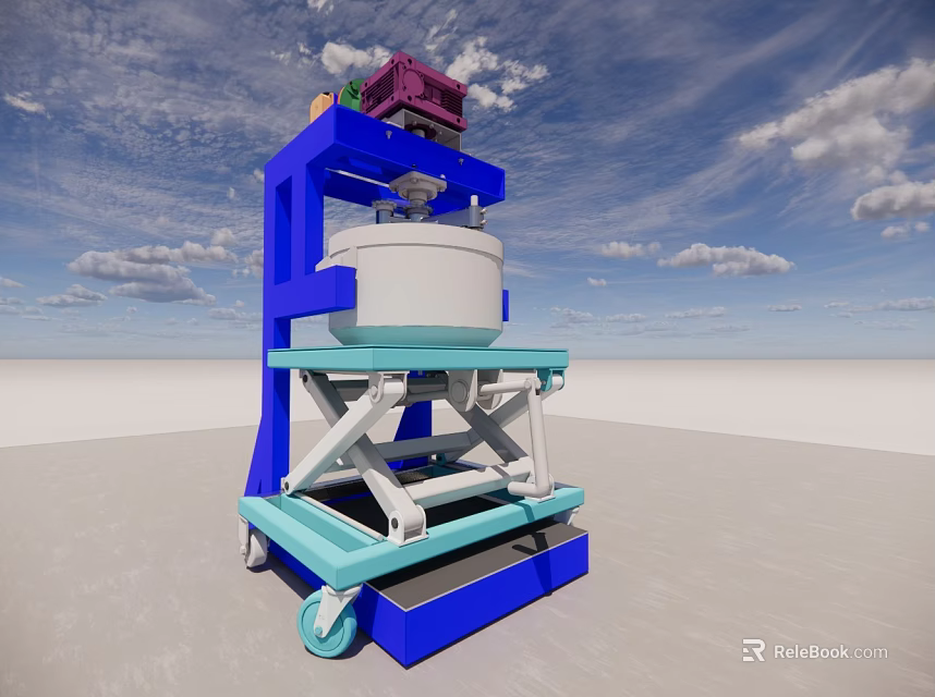 Industrial Mobile Equipment With Blue Frame White Container And Purple Top Component 3d model
