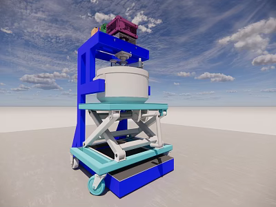 Industrial Mobile Equipment With Blue Frame White Container And Purple Top Component 3d model