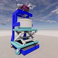 Industrial Mobile Equipment With Blue Frame White Container And Purple Top Component 3d model