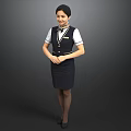 Professional Woman in Dark Uniform With White Shirt and Necktie Standing Confidently
