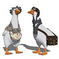 Cute Goose Dolls Wearing Hats Scarves Apron And Pilot Cap With Bag