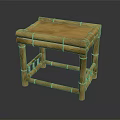 Natural Bamboo Plant Crafted Stool With Simple Structure Wooden Texture And Square Seat