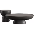 Black Round Coffee Table With Modern Unique Base Design And Smooth Surface 3d model