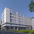 Modern Multi Storey Industrial Building With White Exterior Large Glass Windows And Surrounding Greenery