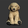 Adorable Light Brown Sitting Dog Stuffed Toy With Soft Plush And Black Paws