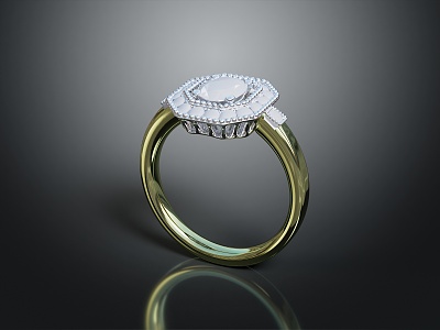 Light Luxury Ring Diamond Ring Gem Ring Women's Ring 3d model