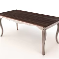 Elegant Coffee Table with Dark Brown Wooden Top and Curved Silver Metal Legs Design