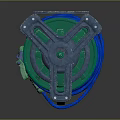 Durable Hardware Tool Hose Reel With Blue Hose Green Components And Metal Frame
