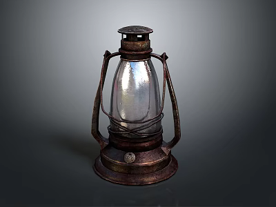 Vintage Rustic Lantern With Glass Shade And Metal Frame Design 3d model